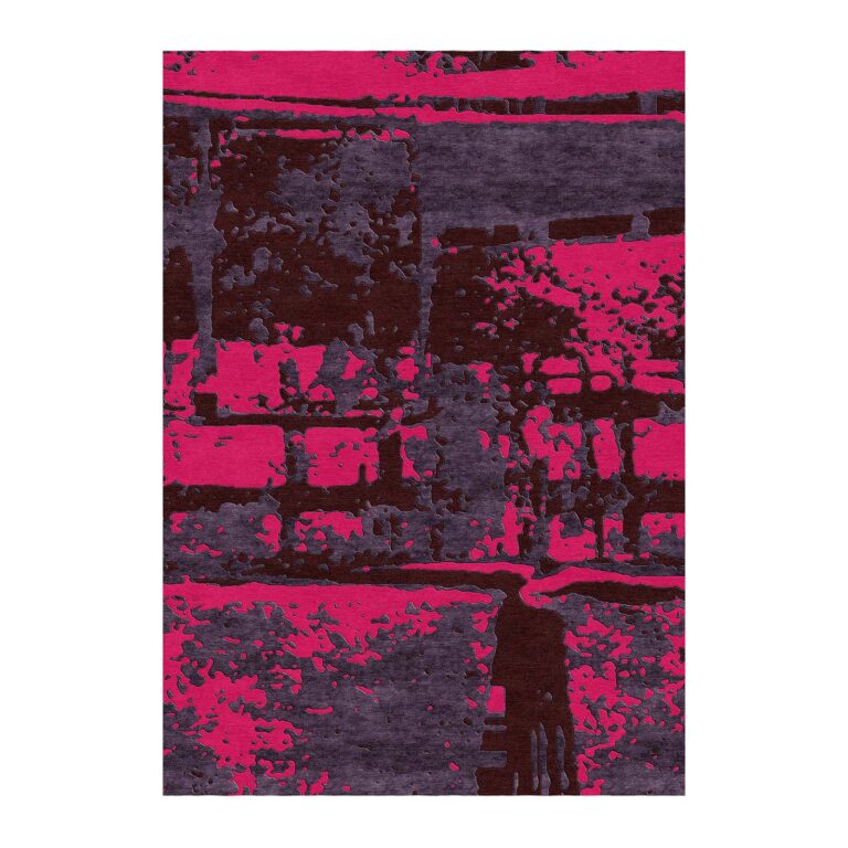 abstract burgundy wool rug custom tufted 7x10