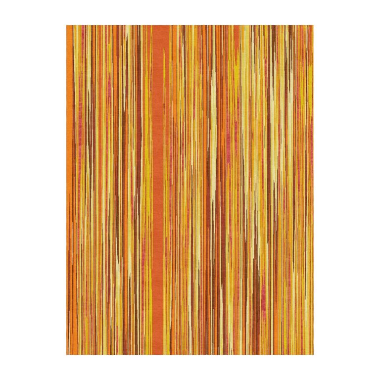 amber sunset-vertical striped wool rug 9x12ft tufted