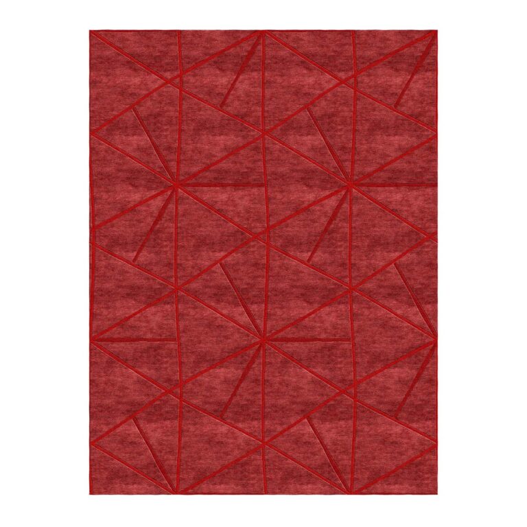 geometric prism rose red wool rug tufted 9x12