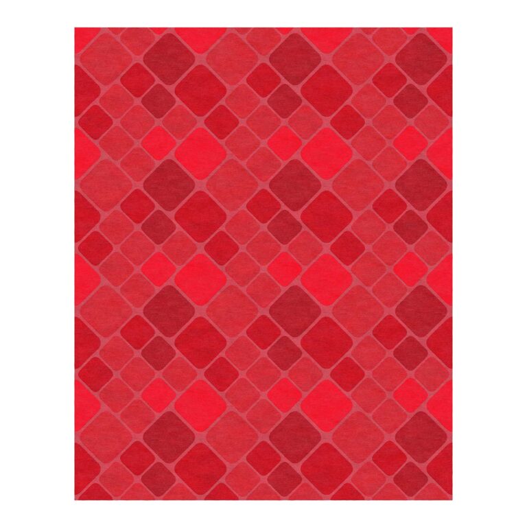 geometric red abstract square wool tufted rug 8x10