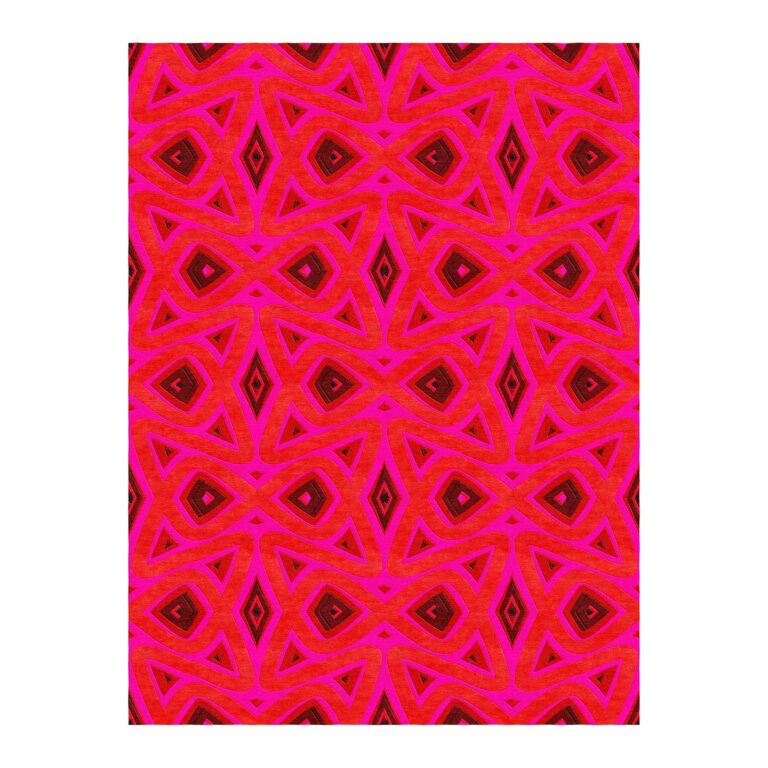 kaleidoscopic bloom rose red wool rug tufted 9x12