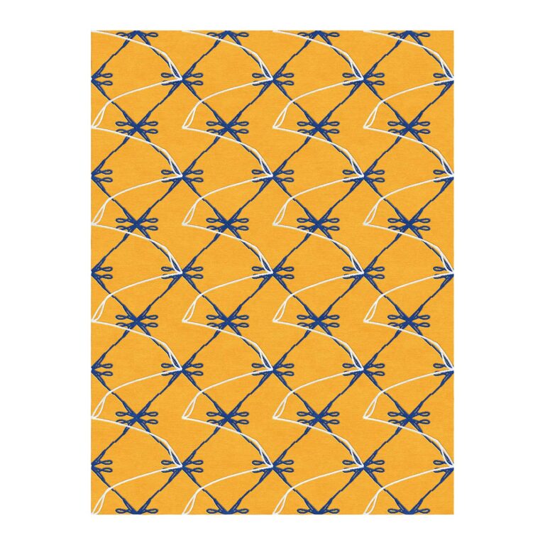 marigold orange geometric wool tufted rug 9x12
