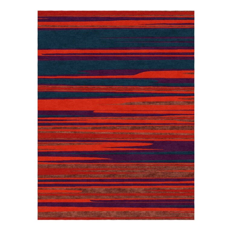 vibrant striped wool rug custom tufted 9x12
