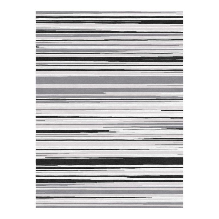 custom tufted wool rug grayscale stripes 9x12-1