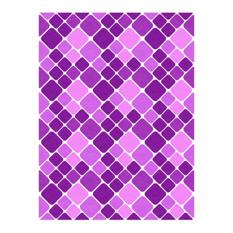 geometric purple mosaic wool tufted rug 9x12-1