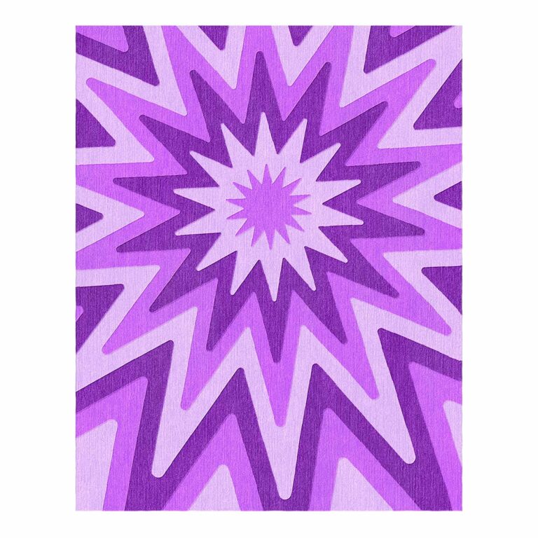 lavender starburst retro tufted wool rug 8x10-1