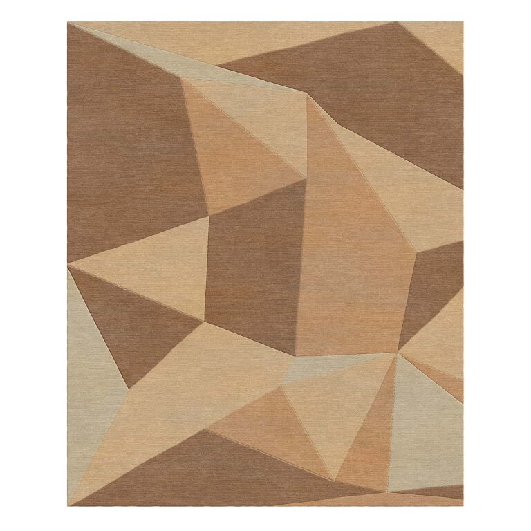 low poly geometric wool rug brown 260x340cm