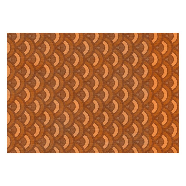 orange fish scale geometric wool rug 160x240cm