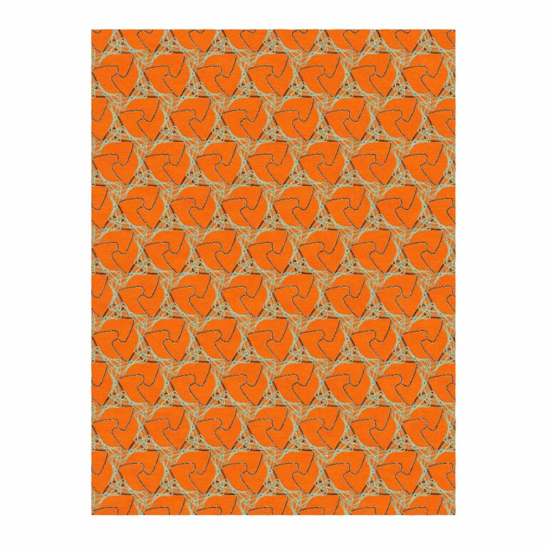 orange geometric custom tufted wool rug 9x12-1