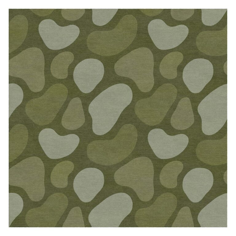 organic abstract wool rug green 200x200cm