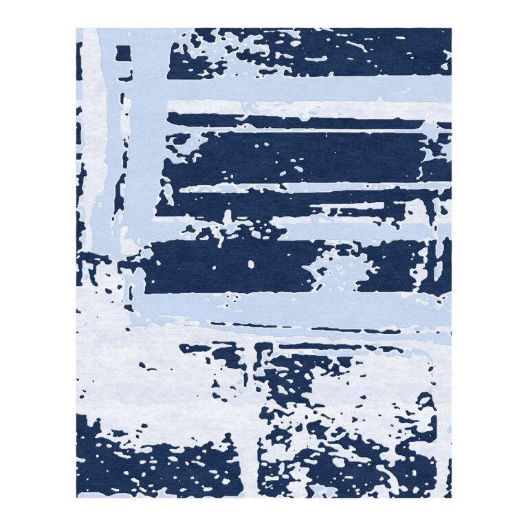 tufted abstract cityscape rug navy sky blue white 8x10-1