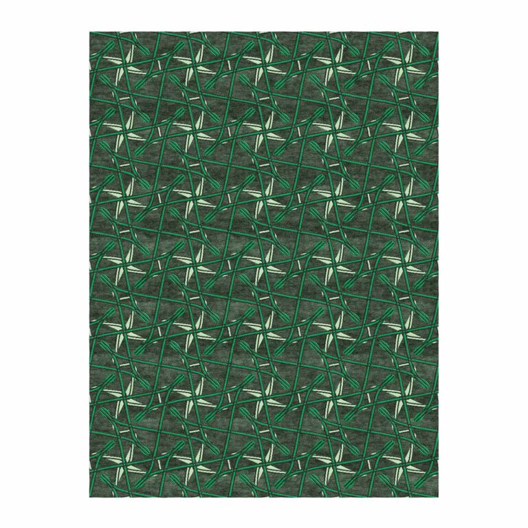 tufted geometric lattice seaweed green wool rug 9x12ft