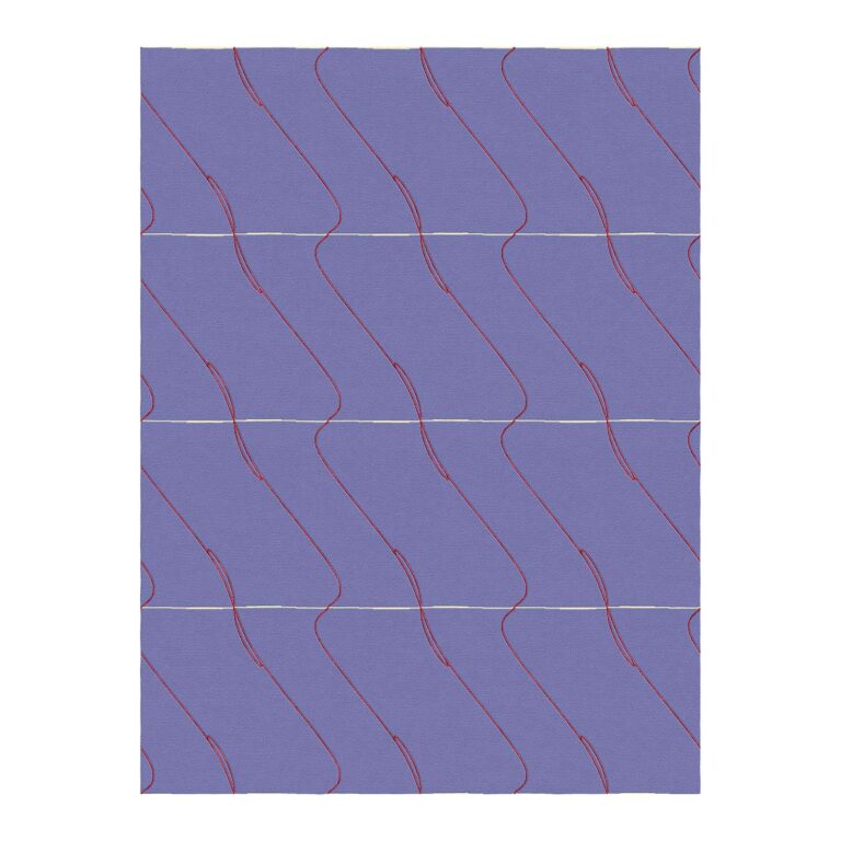wavy lines custom tufted wool rug lavender purple 9x12-1