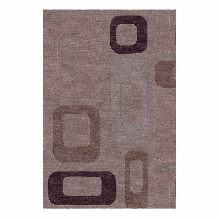 retro geometric wool rug mauve plum 6x9 tufted